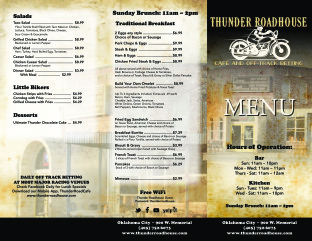 Thunder Roadhouse Takeout Menu